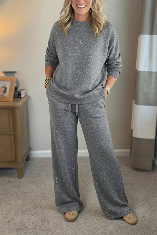 The Luminelle Set – Soft Shine Round-Neck Knit Ensemble