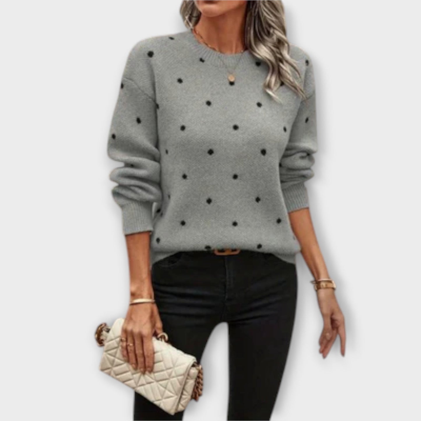 The Ameliora – Soft Polka Dot Knit Sweater