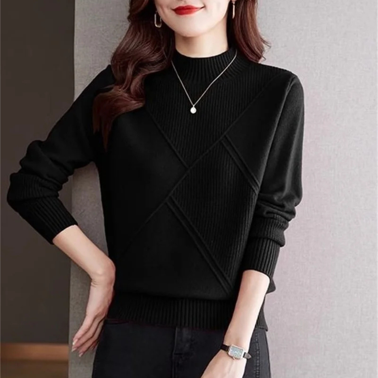 The Alveryn – Soft Cashmere Mock-Neck Sweater