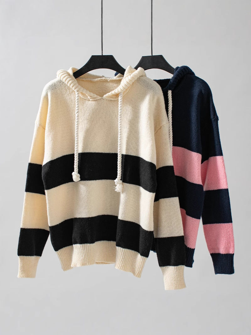 The Lurevia – Color-Block Knit Hoodie