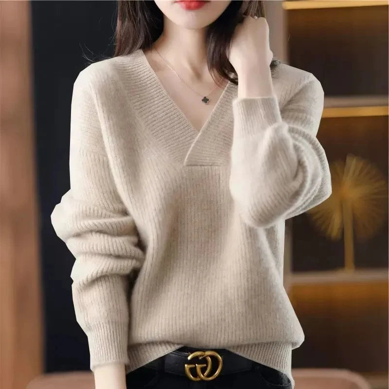 The Lévianne – Soft V-Neck Autumn Sweater