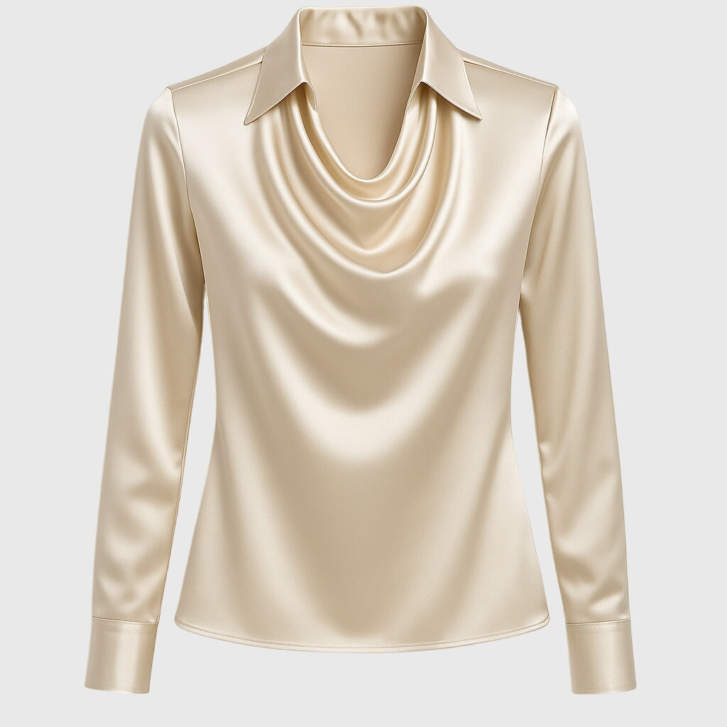 The Selvaris – Elegant Satin Drape Blouse
