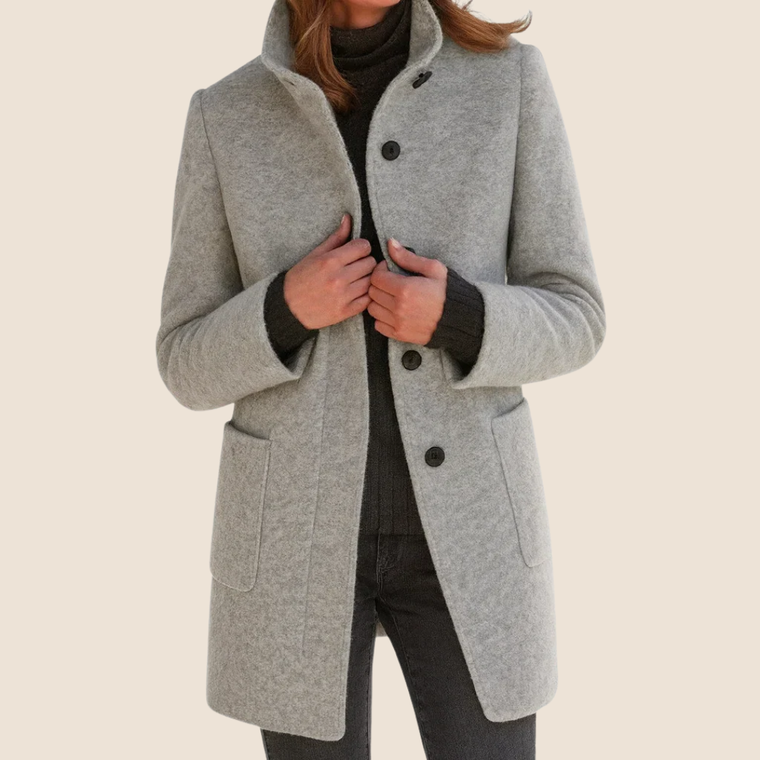The Marivelle Coat – Soft Wool High-Neck Winter Coat