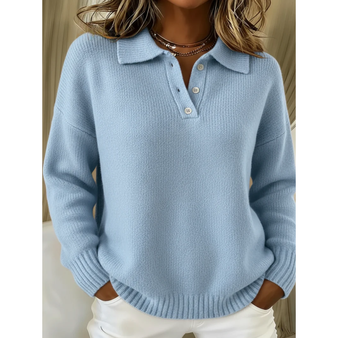 The Norlienne – Soft Knit Polo Sweater