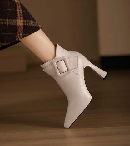 The Elvadora – Elegant Heeled Ankle Boots with Statement Buckle