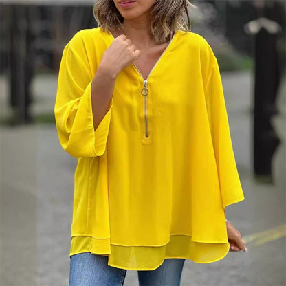 The Ardyn – Chiffon Zip-Front Blouse
