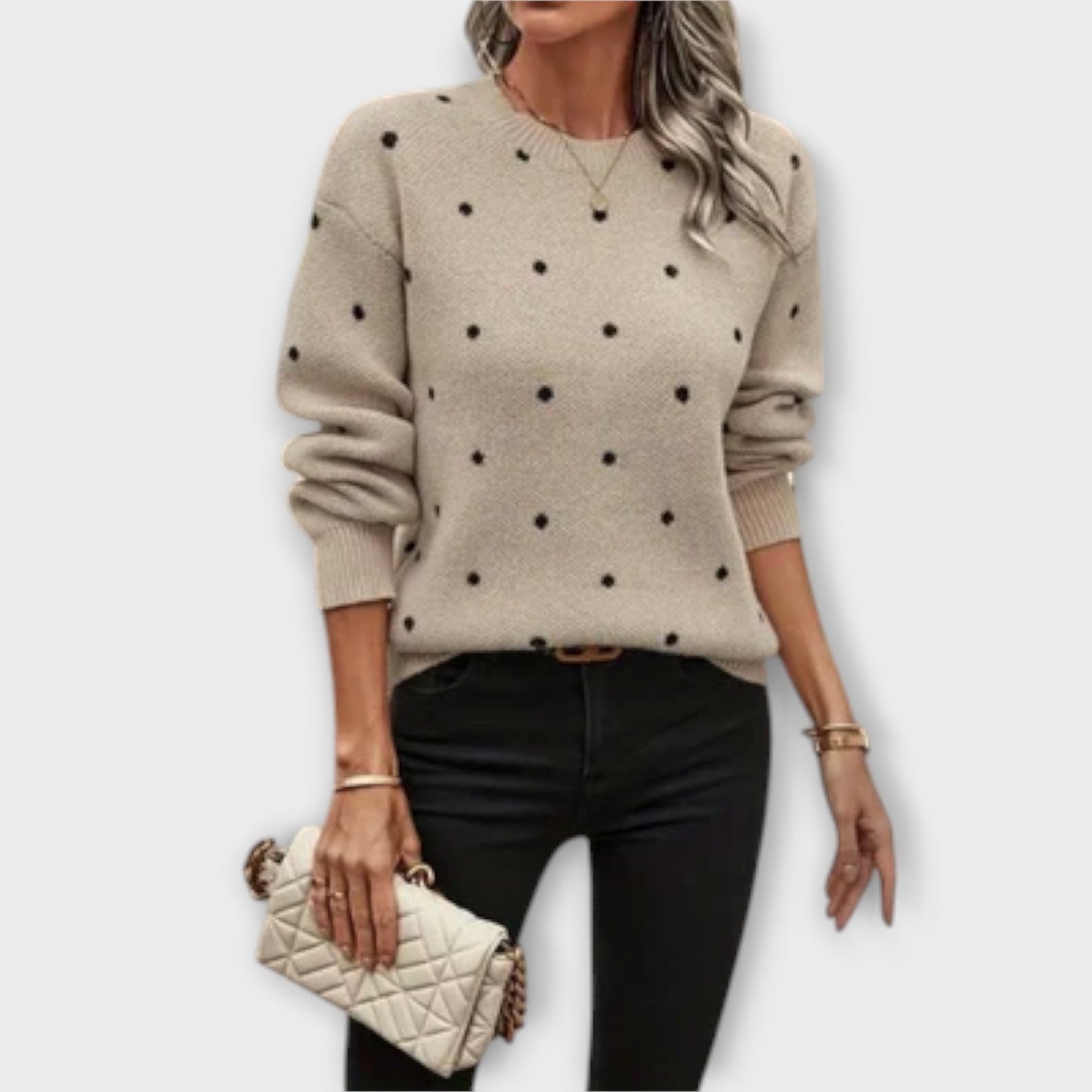 The Ameliora – Soft Polka Dot Knit Sweater