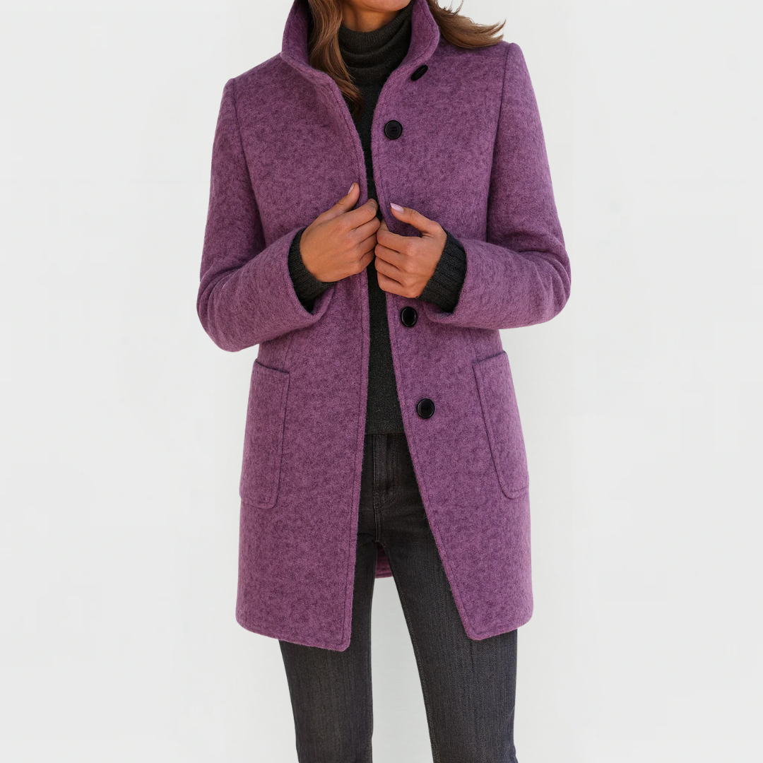 The Marivelle Coat – Soft Wool High-Neck Winter Coat