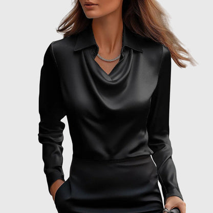 The Selvaris – Elegant Satin Drape Blouse