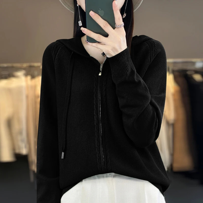 The Eveloise – Cozy Double-Zip Hooded Cardigan