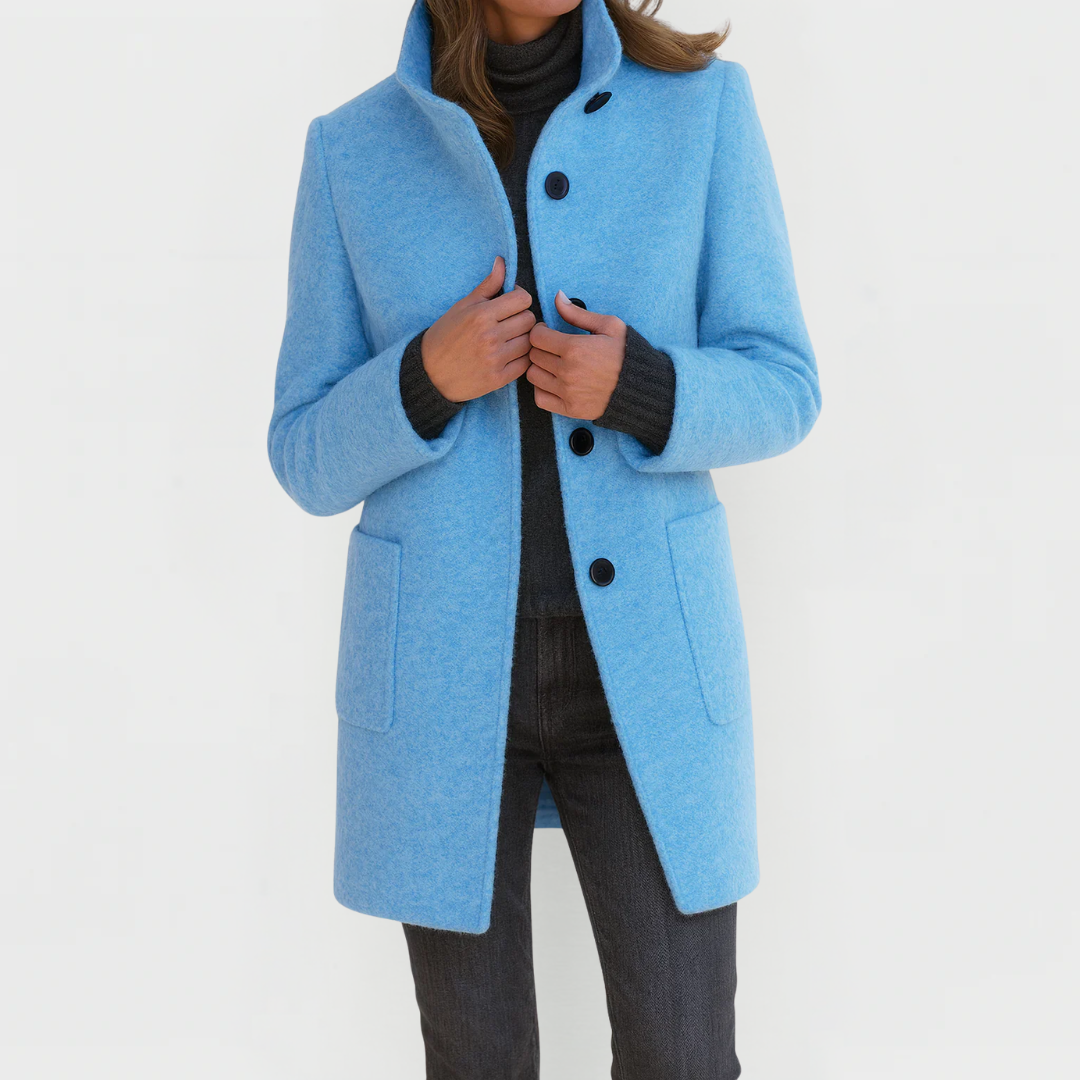 The Marivelle Coat – Soft Wool High-Neck Winter Coat