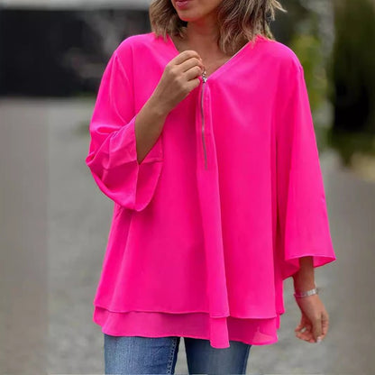 The Ardyn – Chiffon Zip-Front Blouse