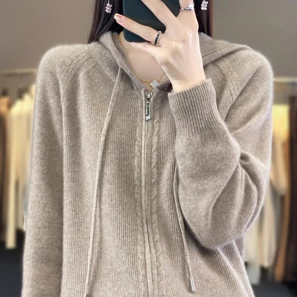 The Eveloise – Cozy Double-Zip Hooded Cardigan