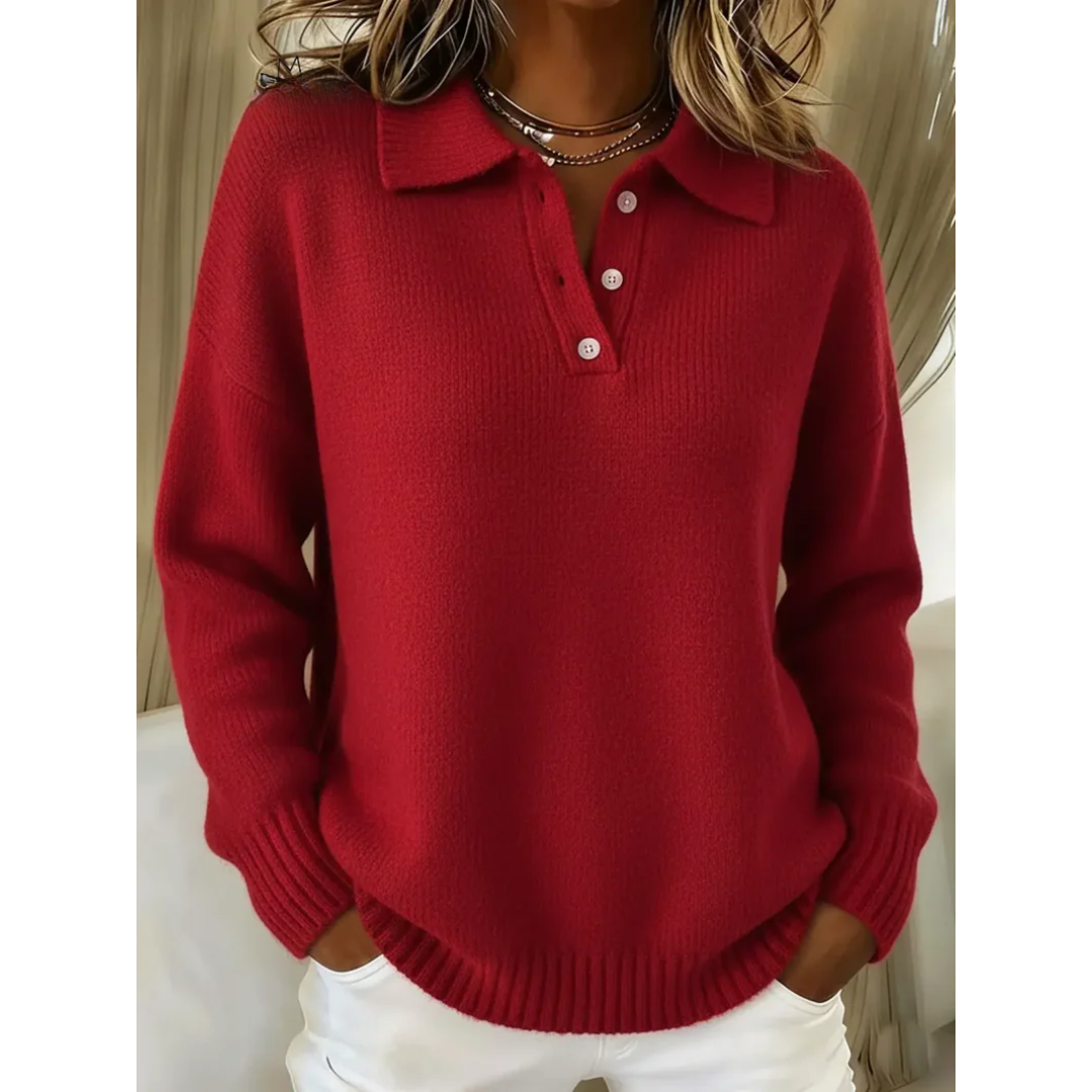 The Norlienne – Soft Knit Polo Sweater