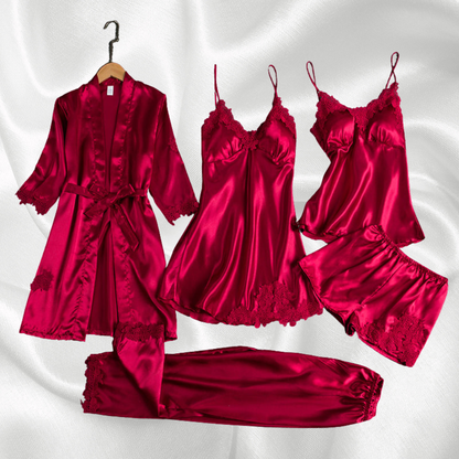 The Elvianne Luxe – 5-Piece Silk Nightwear Set