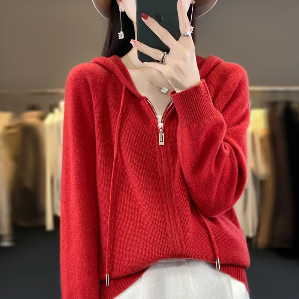 The Eveloise – Cozy Double-Zip Hooded Cardigan