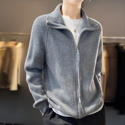 The Marivellea – High-Neck Zipper Knit Cardigan