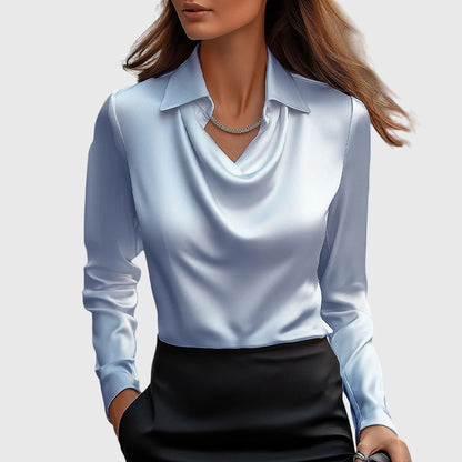 The Selvaris – Elegant Satin Drape Blouse