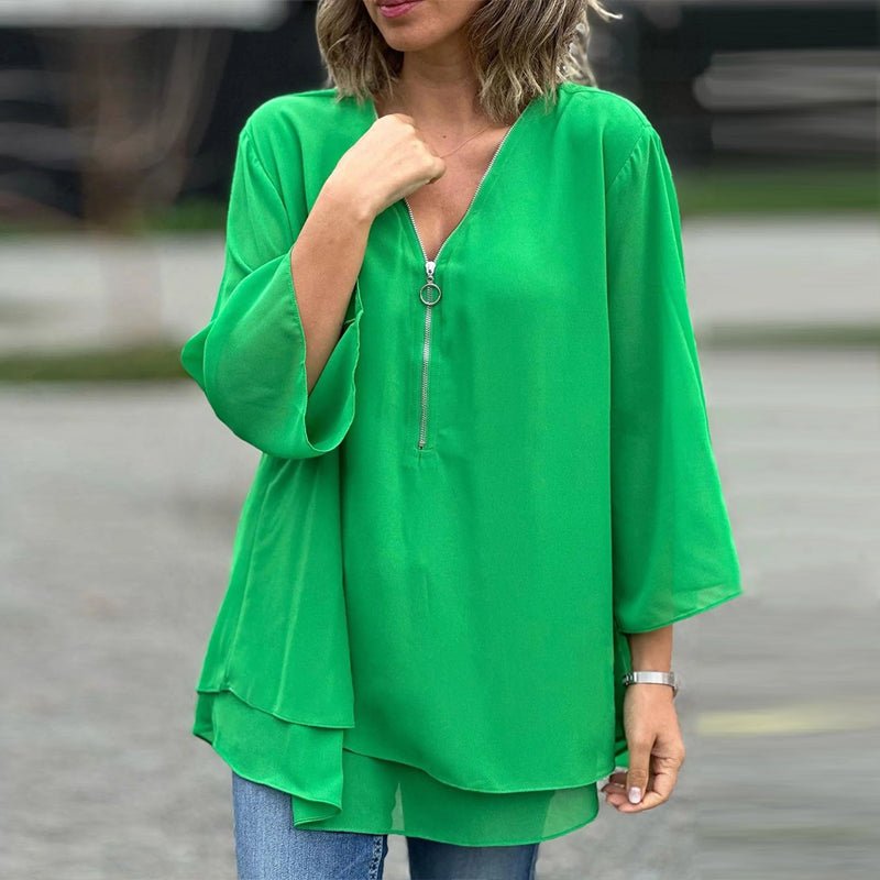 The Ardyn – Chiffon Zip-Front Blouse