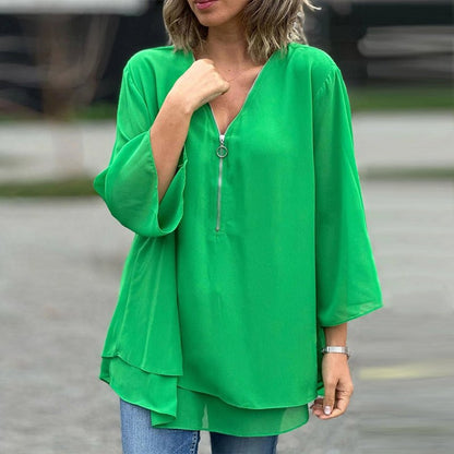 The Ardyn – Chiffon Zip-Front Blouse
