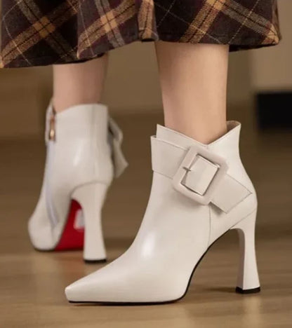The Elvadora – Elegant Heeled Ankle Boots with Statement Buckle