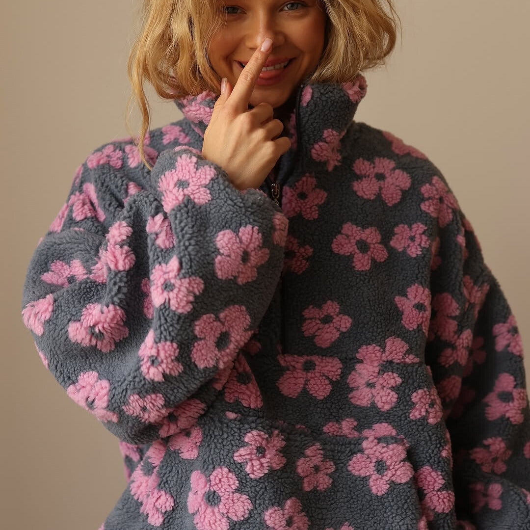The Noélle – Floral Fleece Pullover
