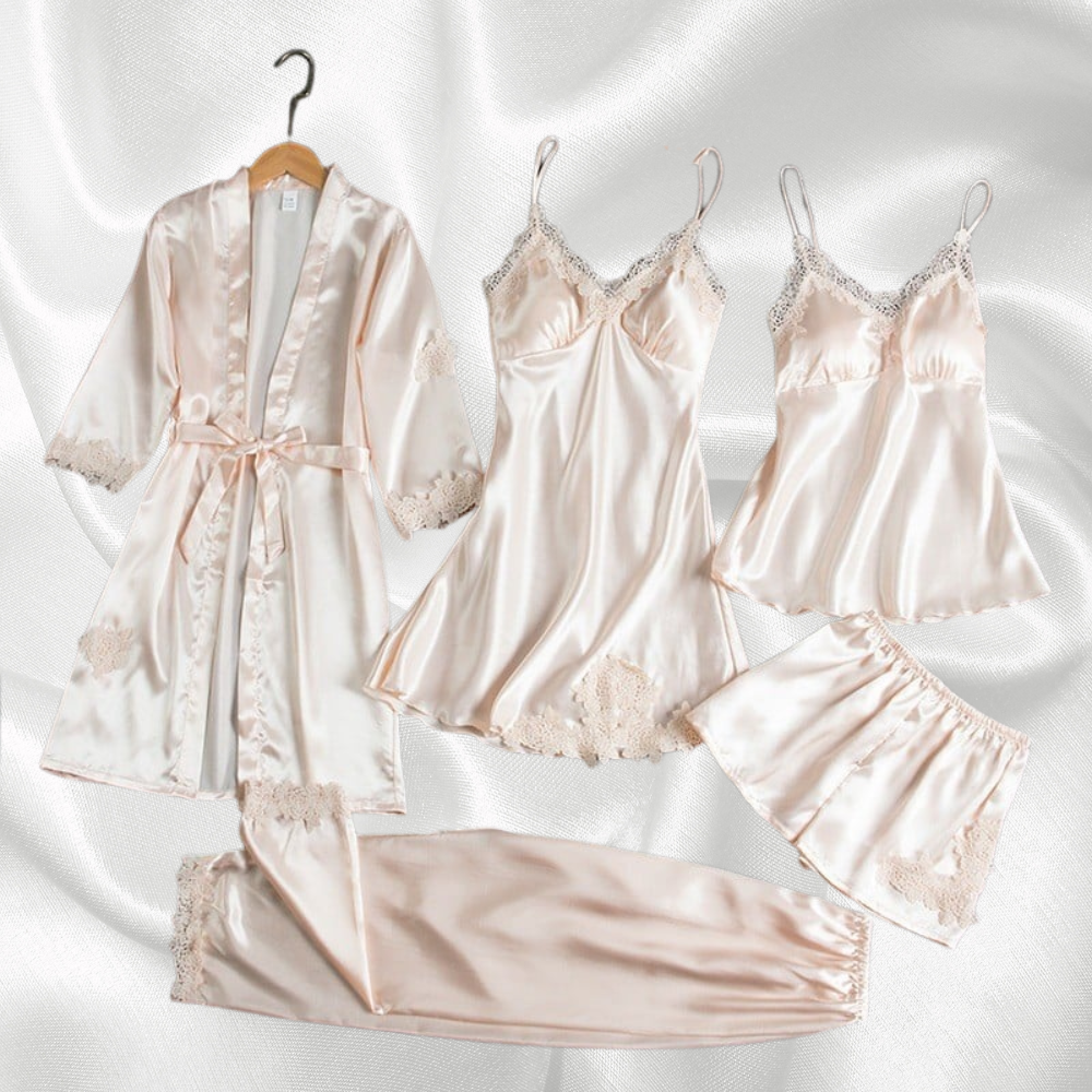 The Elvianne Luxe – 5-Piece Silk Nightwear Set