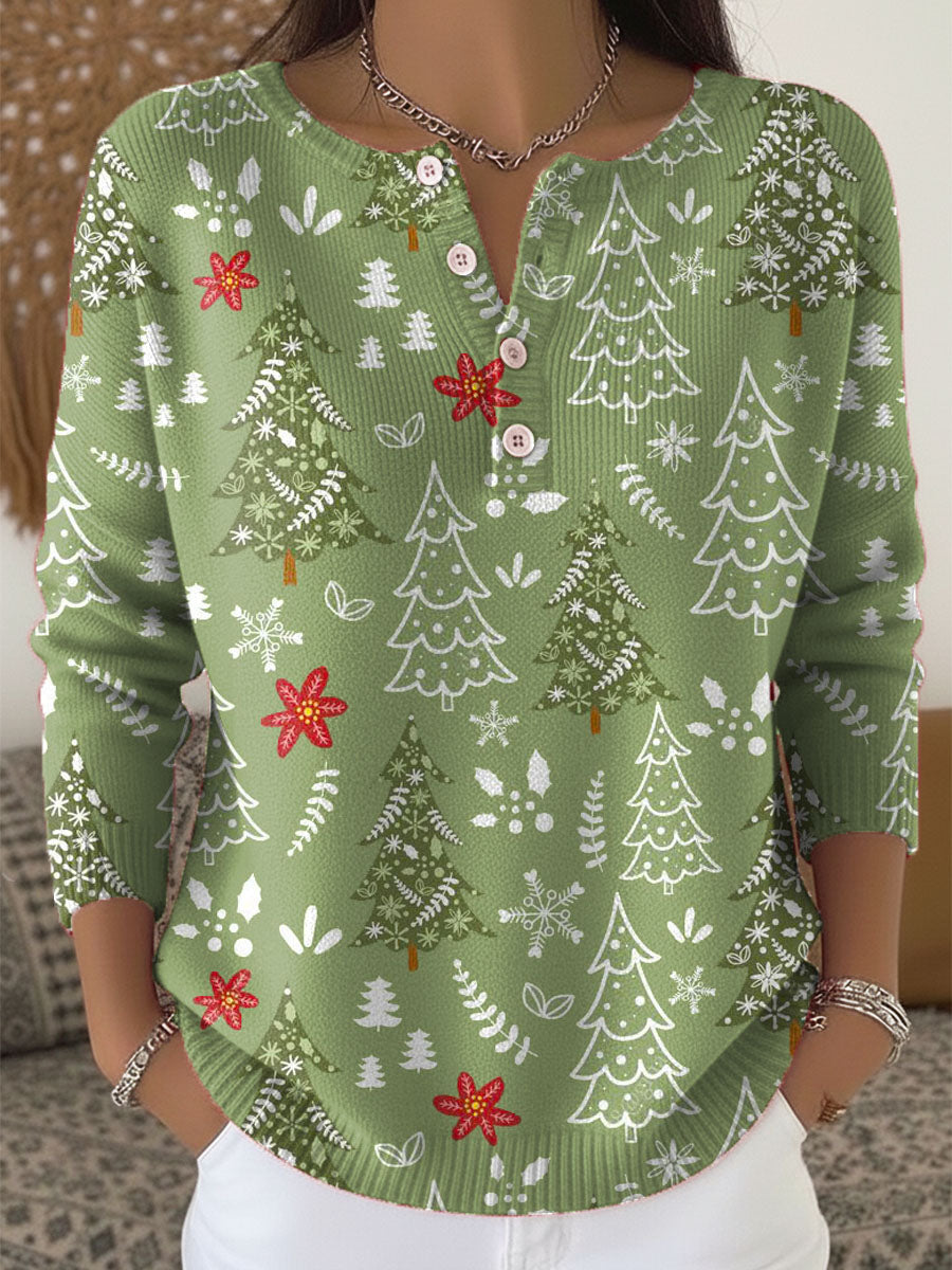 The Meralynd – Festive Button-Detail Christmas Jumper