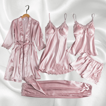 The Elvianne Luxe – 5-Piece Silk Nightwear Set
