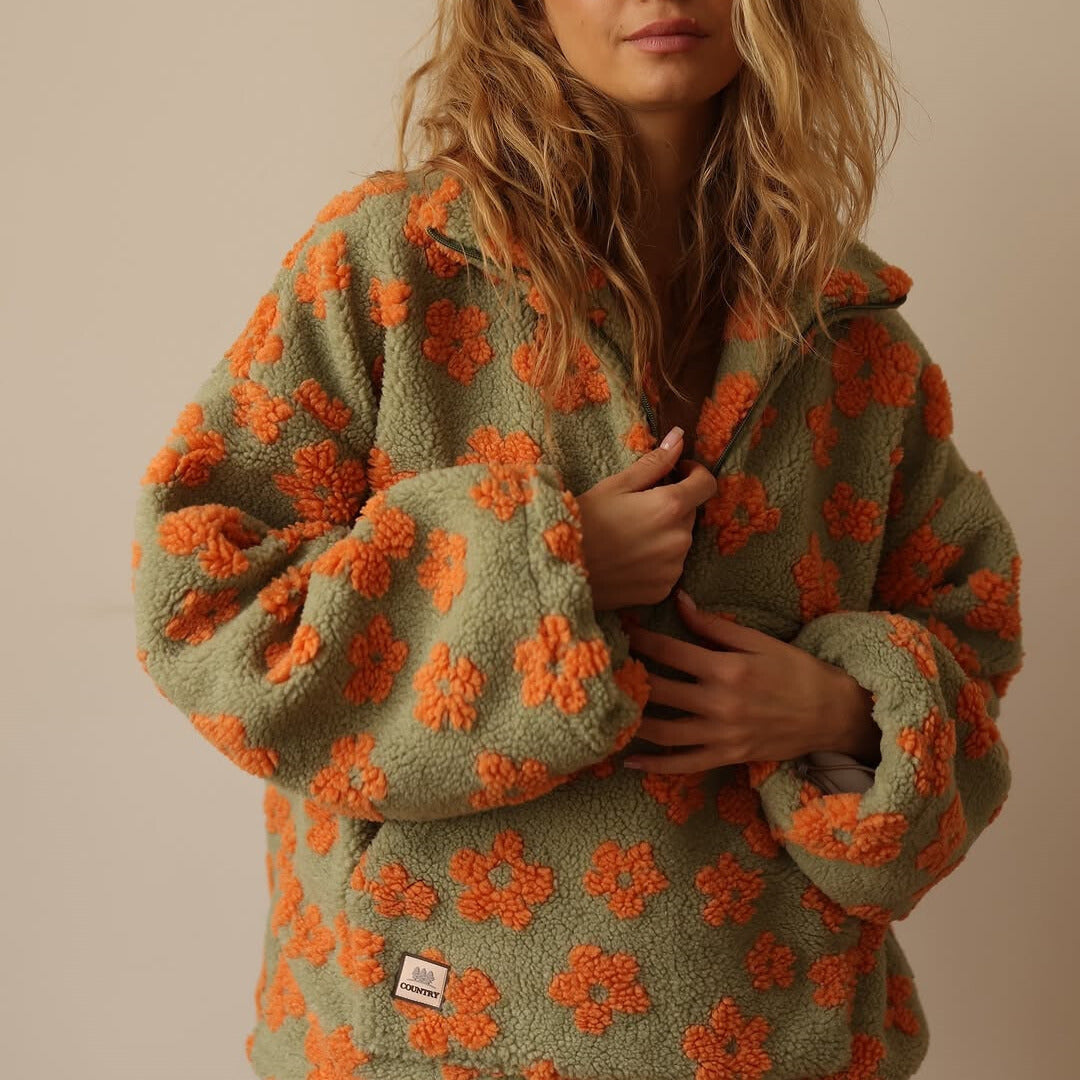 The Noélle – Floral Fleece Pullover