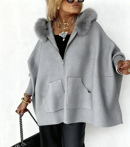 The Alvionne – Casual Hooded Coat with Faux-Fur Collar