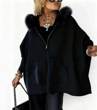 The Alvionne – Casual Hooded Coat with Faux-Fur Collar
