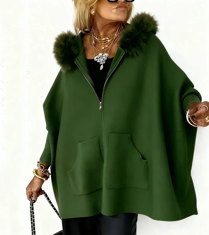 The Alvionne – Casual Hooded Coat with Faux-Fur Collar