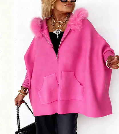 The Alvionne – Casual Hooded Coat with Faux-Fur Collar