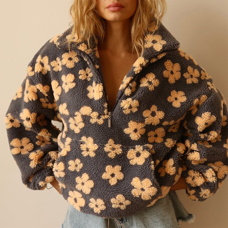 The Noélle – Floral Fleece Pullover