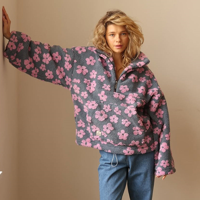 The Noélle – Floral Fleece Pullover