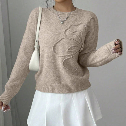 The Belvarine – Soft Floral-Detail Knit Sweater
