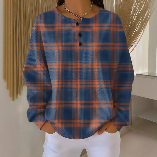 The Ravienne – Plaid Soft-Touch Henley Top