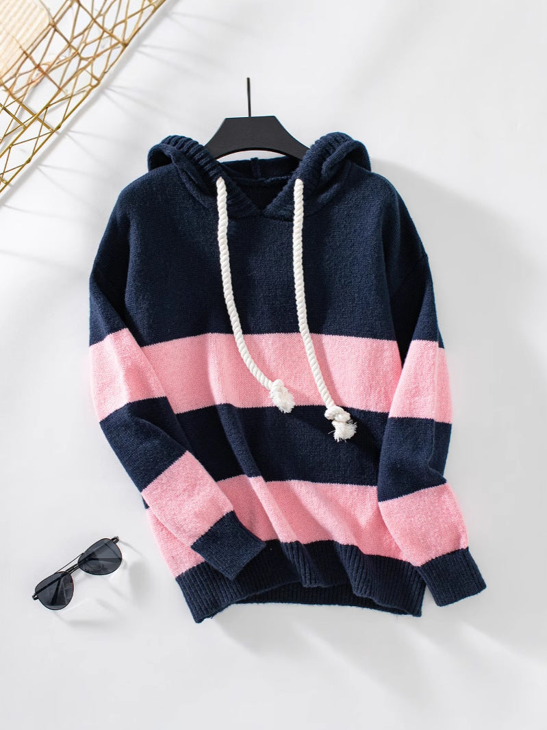The Lurevia – Color-Block Knit Hoodie