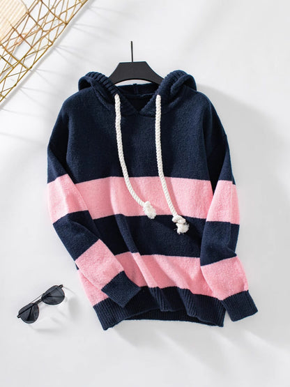 The Lurevia – Color-Block Knit Hoodie