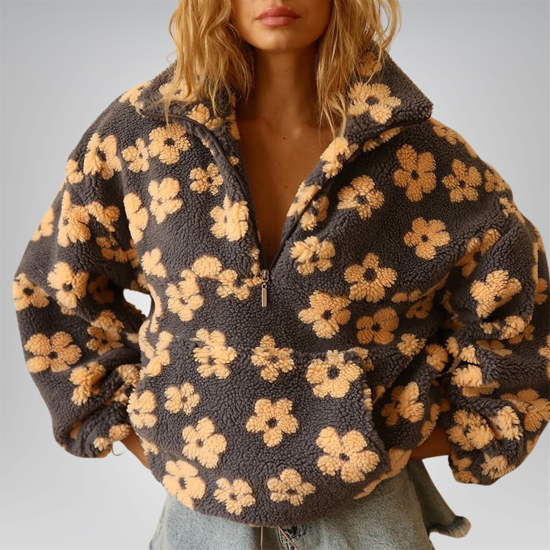 The Noélle – Floral Fleece Pullover