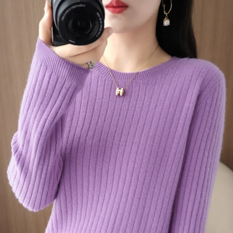 The Arlénise – Soft Striped O-Neck Winter Sweater