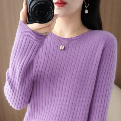 The Arlénise – Soft Striped O-Neck Winter Sweater