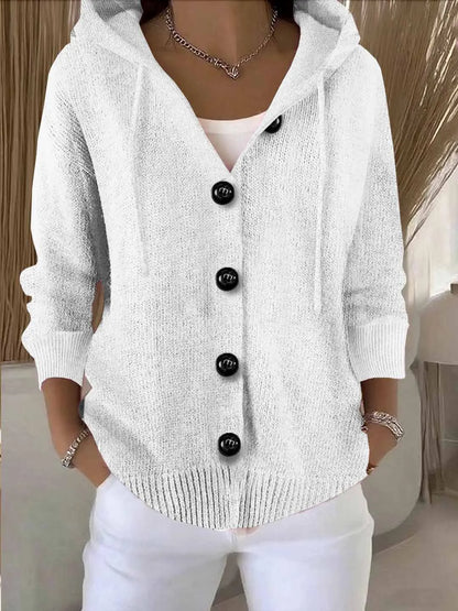 The Valestra – Hooded Button Knit Cardigan