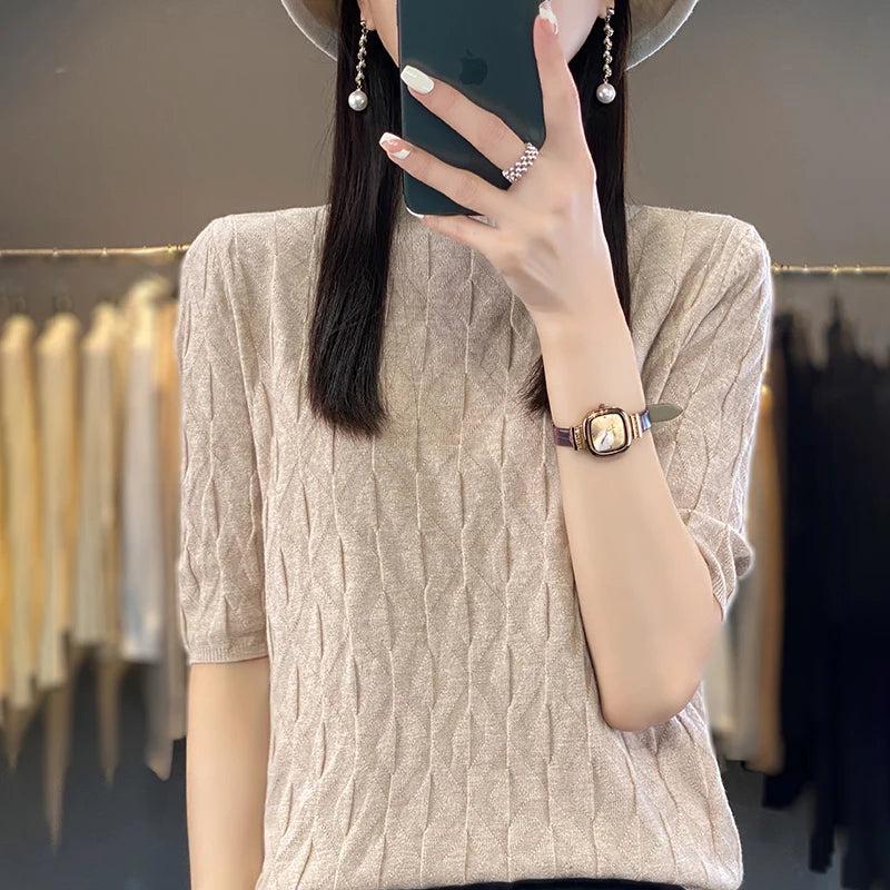 The Solyvene – Lightweight Semi-High Neck Knit Top