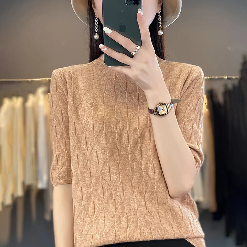 The Solyvene – Lightweight Semi-High Neck Knit Top