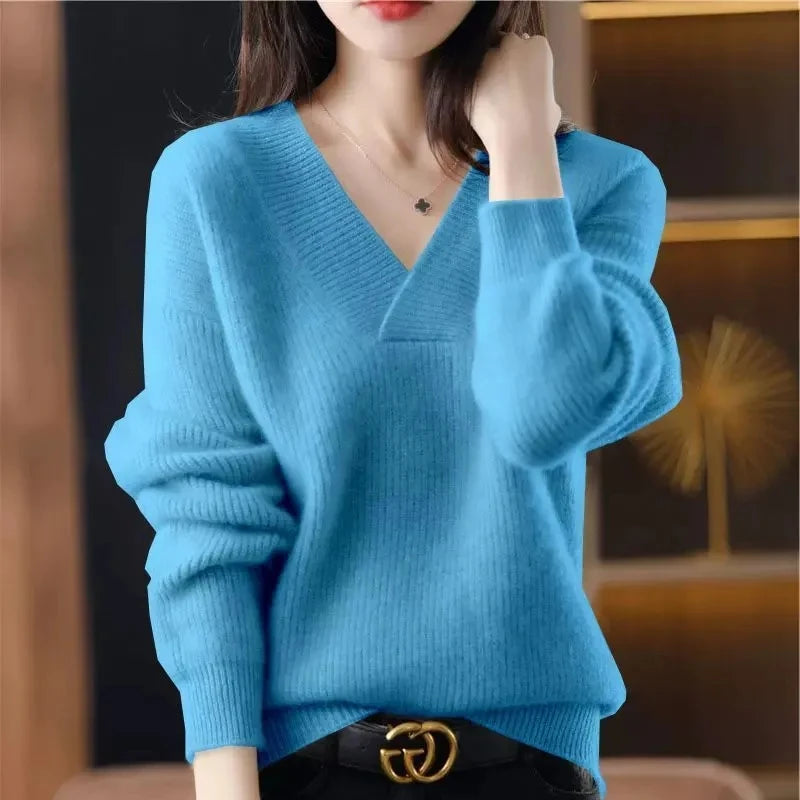 The Lévianne – Soft V-Neck Autumn Sweater
