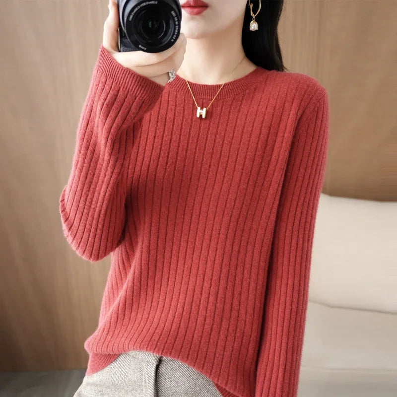 The Arlénise – Soft Striped O-Neck Winter Sweater