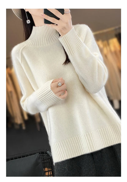 The Avelourne – High-Neck Pure Wool Sweater
