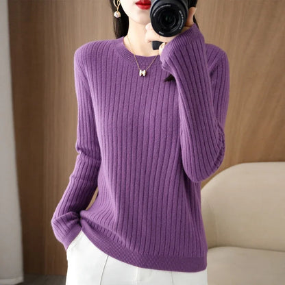 The Arlénise – Soft Striped O-Neck Winter Sweater